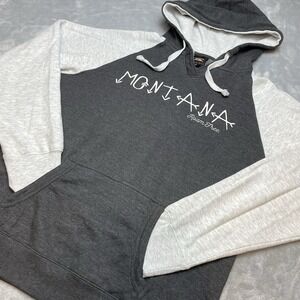 Prairie Mountain Montana Hoodie Mens L Gray Colorblock‎ Raglan Pocket Roam Free